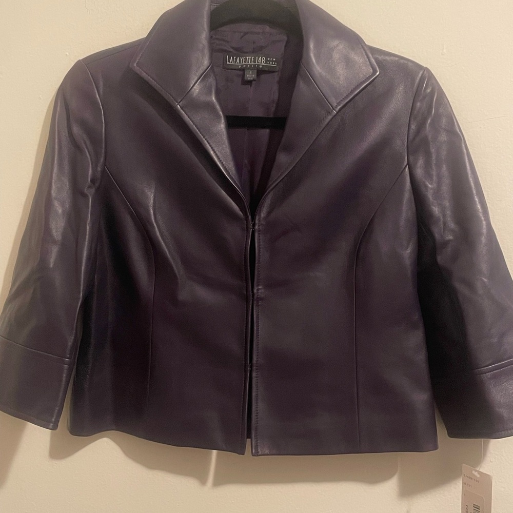 Lafayette 148 New York Deep Purple Leather Jacket💜
